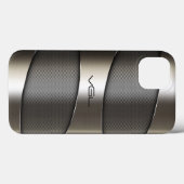 Modernes, grau-metallisches geometrisches Design Case-Mate iPhone Hülle (Rückseite (Horizontal))