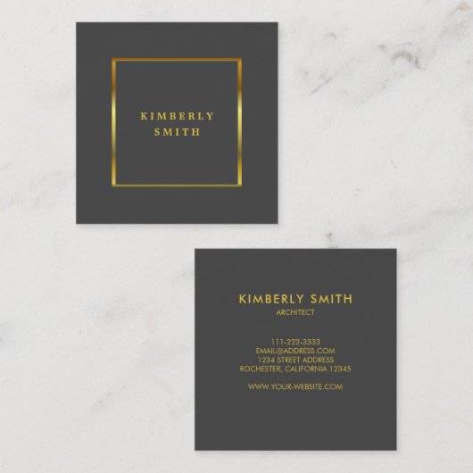 Modernes, grau-minimalistisches beruflich quadratische visitenkarte (Vorne/Hinten)