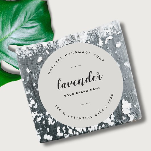Modernes, grau-minimalistisches Seifenlabel Runder Aufkleber