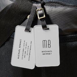 Modernes Grau Mit Monogramm Gepäckanhänger