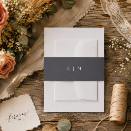 Modernes Grau Mit Monogramm Minimalistisch Einladungsbanderole