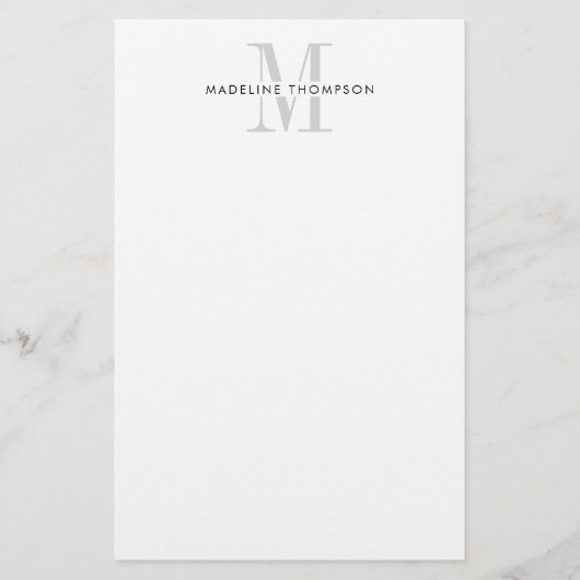 Modernes Grau Monogramm Briefpapier (Vorderseite)