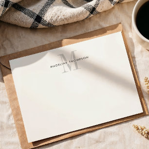 Modernes Grau Monogramm Mitteilungskarte