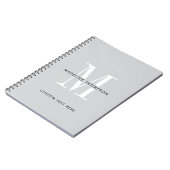 Modernes Grau Monogramm Notizblock (Linke Seite)