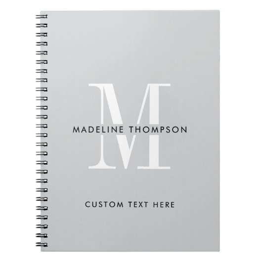 Modernes Grau Monogramm Notizblock (Vorderseite)