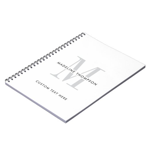 Modernes Grau Monogramm Notizblock (Linke Seite)