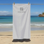 Modernes Grau Monogramm Strandtuch