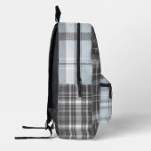 Modernes, grau-neutrales karierte mit Namen Bedruckter Rucksack (Links)
