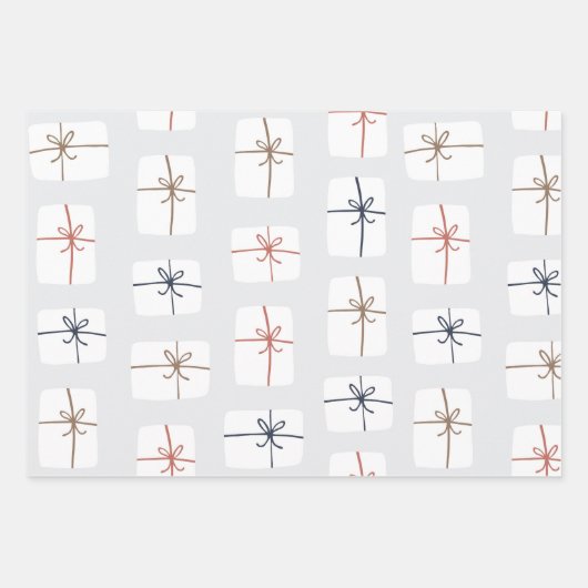 Modernes, grau-neutrales Lebkuchenmuster Geschenkpapier Set (Vorderseite)