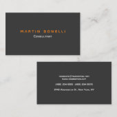 Modernes Grau Orange Schlicht einzigartig Visitenkarte (Vorne/Hinten)