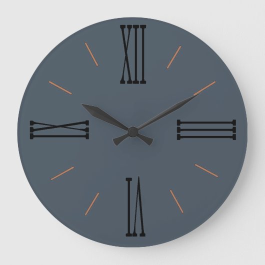 Modernes Grau-Rauch mit römischen Zahlen Große Uhr (Vorderseite)