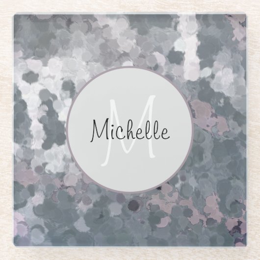 Modernes Grau-Rosa-Kreise Mammogramm personalisier Glasuntersetzer (Vorderseite)