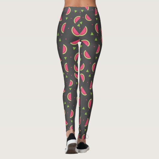 Modernes, grau-rosa Melon-Fruchtmuster Leggings (Rückseite)