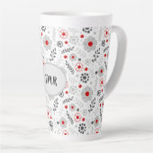 Modernes Grau-Rot-Bläschen-Monogramm Milchtasse (Rechte Ecke)