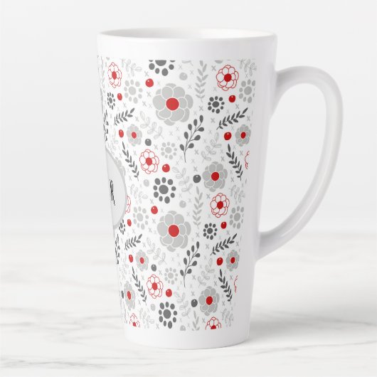 Modernes Grau-Rot-Bläschen-Monogramm Milchtasse (Rechts)