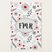 Modernes Grau-Rot-Bläschen-Monogramm Planer (Vorderseite)