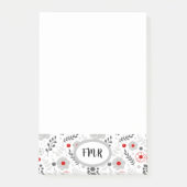 Modernes Grau-Rot-Bläschen-Monogramm Post-it Klebezettel (Vorderseite)