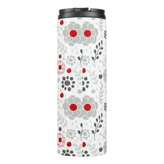 Modernes Grau-Rot-Bläschen-Monogramm Thermosbecher (Rückseite)