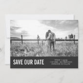 Modernes Grau Save the Date mit Foto (Vorderseite)