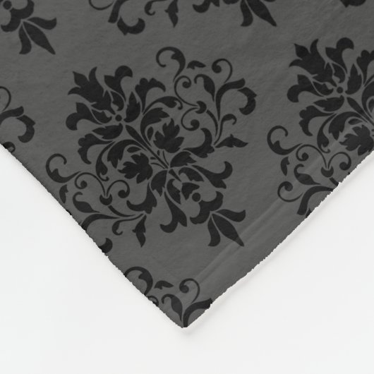 Modernes Grau-Schwarz-Damask-Muster Fleecedecke (Ecke)