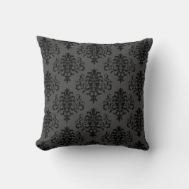 Modernes Grau-Schwarz-Damask-Muster Kissen