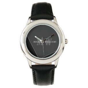 Modernes Grau-Schwarz-Monogramm Armbanduhr