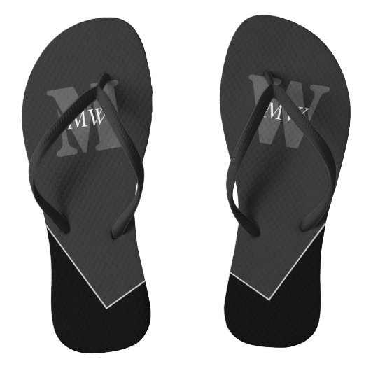 Modernes Grau-Schwarz-Monogramm Badesandalen (Fußbett)