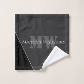 Modernes Grau-Schwarz-Monogramm Badhandtuch Set (Waschlappen)