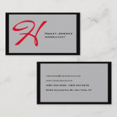 Modernes Grau-Schwarz-Monogramm Beruflich Visitenkarte (Vorne/Hinten)