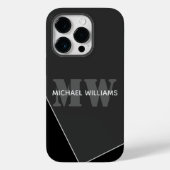 Modernes Grau-Schwarz-Monogramm Case-Mate iPhone Hülle (Rückseite)