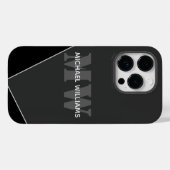 Modernes Grau-Schwarz-Monogramm Case-Mate iPhone Hülle (Rückseite (Horizontal))