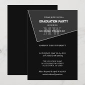 Modernes Grau-Schwarz-Monogramm Einladung (Vorne/Hinten)