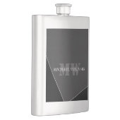 Modernes Grau-Schwarz-Monogramm Flachmann (Rechts)