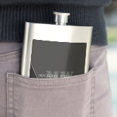 Modernes Grau-Schwarz-Monogramm Flachmann (Beispiel)