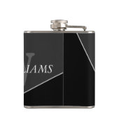 Modernes Grau-Schwarz-Monogramm Flachmann (Rückseite)