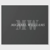Modernes Grau-Schwarz-Monogramm Geschenkpapier (Flach)