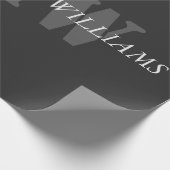 Modernes Grau-Schwarz-Monogramm Geschenkpapier (Ecke)