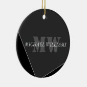 Modernes Grau-Schwarz-Monogramm Keramik Ornament (Rechts)