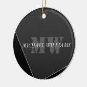 Modernes Grau-Schwarz-Monogramm Keramik Ornament (Links)