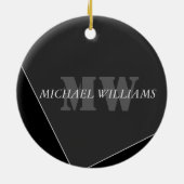 Modernes Grau-Schwarz-Monogramm Keramik Ornament (Hinten)