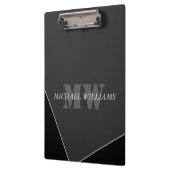 Modernes Grau-Schwarz-Monogramm Klemmbrett (Links)