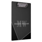 Modernes Grau-Schwarz-Monogramm Klemmbrett (Rechts)