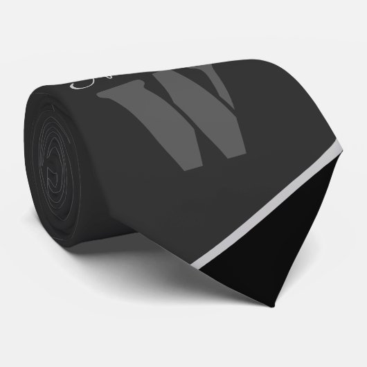 Modernes Grau-Schwarz-Monogramm Krawatte (Gerollt)
