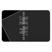 Modernes Grau-Schwarz-Monogramm Magnet (Horizontal)