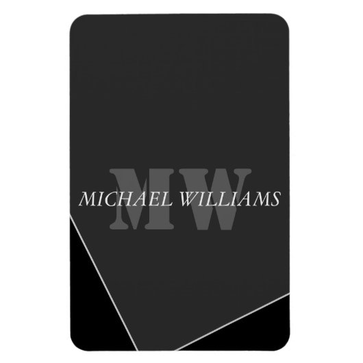 Modernes Grau-Schwarz-Monogramm Magnet (Vertikal)