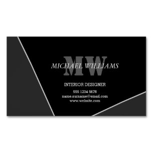 Modernes Grau-Schwarz-Monogramm Magnetische Visitenkarte