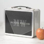 Modernes Grau-Schwarz-Monogramm Metall Brotdose (Beispiel)