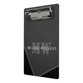 Modernes Grau-Schwarz-Monogramm Mini Klemmbrett (Gewinkelt2)