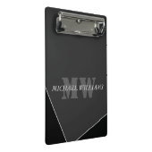 Modernes Grau-Schwarz-Monogramm Mini Klemmbrett (Schrägansicht)