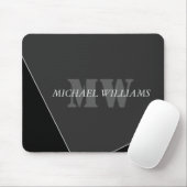 Modernes Grau-Schwarz-Monogramm Mousepad (Mit Mouse)